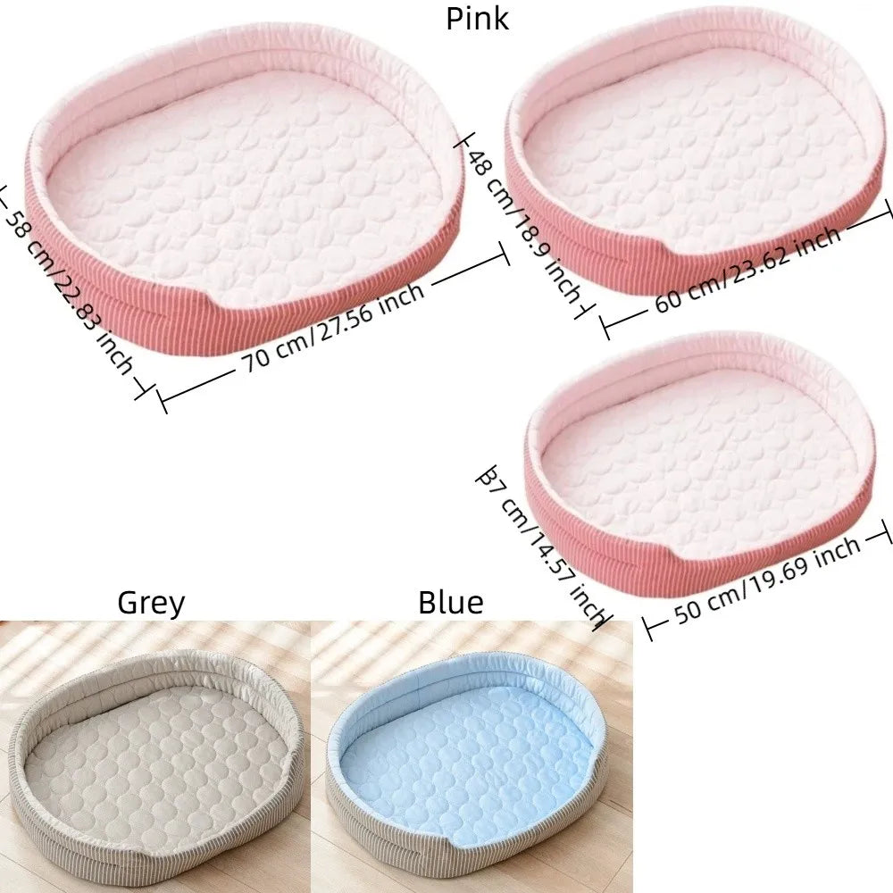 Self Cooling Breathable Cooling Pet Nest Oval Super Large Dog Cooling Bed Non-Slip Comfortable Pet Cooling Mat Dogs Cats